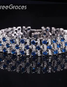 ThreeGraces Jewelry Fashion White Gold Color Luxury White And Royal Blue CZ Crystal Stone Big Bracelets Bangles For Women BR038 - Aliexpress - FashionsVida