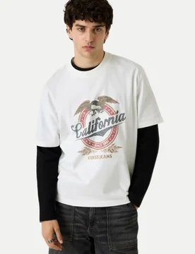Oversized T-Shirt mit Logoprint Weiß L - Guess - FashionsVida