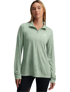 Tech Half-Zip Damen Longsleeve, grün MD