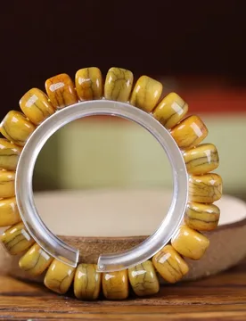 Tibetan-style yellow yak bone bracelet for men women, with smooth barrel beads and a patina texture - Aliexpress - FashionsVida