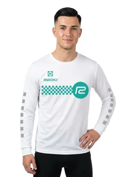 Maglietta A Maniche Lunghe Checker White - Radio Raceline - FashionsVida