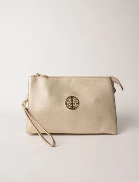 Clutch With Detachable Strap - ONE / GOLD - Blue Vanilla - FashionsVida