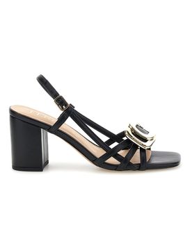 Sandalo nero con tacco e sottopiede in pelle Ferre F884 40