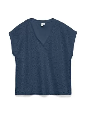 VMIRIS CROCHET V-NECK T-SHIRT JRS B female - XS - FashionsVida