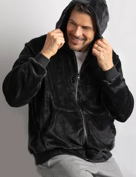Mens 1 Pack Lounge Hoodie Black L/XL - Black - Size: Large - Heat Holders - FashionsVida