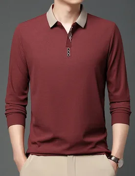 Spring and Autumn New Men's Middle-aged and Young Scissors Collar Breathable Fashion Casual Long Sleeve T-Shirt POLO Shirt - Aliexpress - FashionsVida