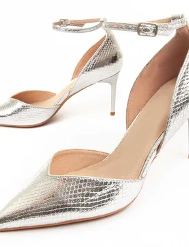 Womens Heel Shoe Festshoe6 In Silver - Size Eu 38 - Montevita - FashionsVida