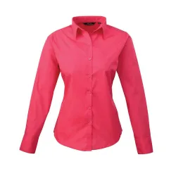 Womens/ladies Long-Sleeved Shirt (Hot Pink) - Size 12 Uk