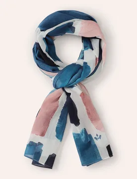 Schal aus leichter Baumwolle, , Farbe Blau, 01, leichte Baumwolle modernes Dessin Damen - Walbusch - FashionsVida