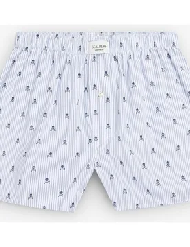 Bóxer de tela de hombre con patrón de rayas y estampado de calaveras - Scalpers - FashionsVida