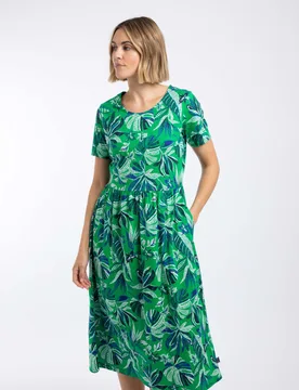 Celsia Womens Printed Jersey Scoop Midi Dress - - Size: 18 - Weird Fish - FashionsVida