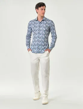 Pantalone avorio in misto lino e cotone stretch - Paul Baker - FashionsVida