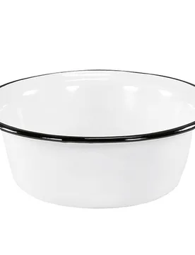 Emaille-Schüssel 32 cm weiß mit schwarzem Rand - KARL KRÜGER - FashionsVida