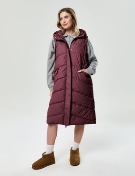 Gilet trapuntato con cappuccio - bordeaux