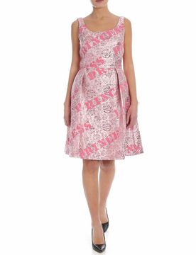 Abito jacquard con nastro in seta