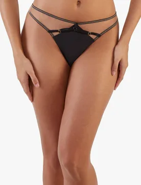 Women's Ramona Black Mesh Thong Size: 16 - Black - Size: 16 - Playful Promises - FashionsVida