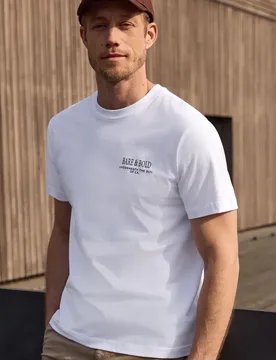 Street One T-Shirt mit Rundhals und Backprint male Weiß - Street One MEN - FashionsVida