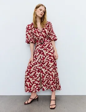 Vestido midi con manga globo - Tintoretto - FashionsVida