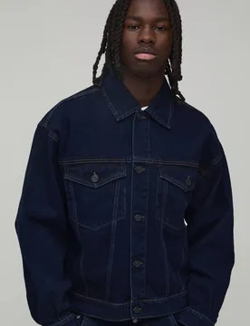 Herren Oversized Denim Co-Ord Jacke Indigo Größe Small - boohooMAN - FashionsVida