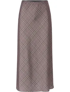 Printed Satin Midi Skirt with Check female