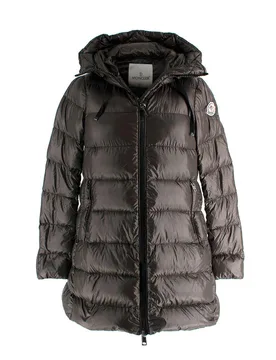 Brown 'Doudoune Legere' Long Line Hooded Coat - Moncler - FashionsVida