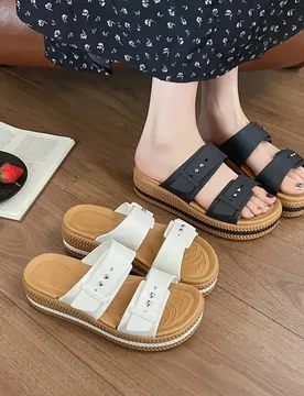 Summer 2025 New Round Headed Solid Color Plus Size 36-42 Women's One-piece Sponge Cake Thick Soled Slippers Womens Shoes - Aliexpress - FashionsVida