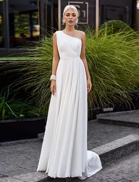 Cheap Wedding Dress Bridal Gowns O Neck Sleeveless Beading White Ivory Chiffon Beach Dresses Vestido De Noiva - Aliexpress - FashionsVida
