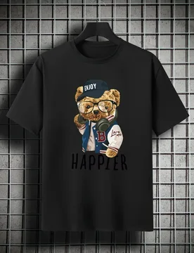 With Cool Bear pattern design-100% cotton summer O-neck short sleeve casual printed men's T-shirt - Aliexpress - FashionsVida