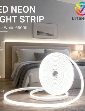 Tira de luces LED 6000K blanco frío 16.4ft, luz de cuerda de neón USB con regulador táctil y memoria, cinta de silicona flexible impermeable IP67 p - Shein - FashionsVida