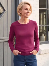 Rundhals-Pullover Supersoft - Magenta - female - Size: 40