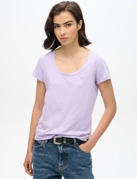 Superdry Damen Lila Studios T-Shirt mit U-Ausschnitt, Größe: 42 - 29.99 - FashionsVida