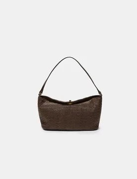 Gehäkelte Schultertasche mit Metallverschluss Braun OS - Stradivarius - FashionsVida