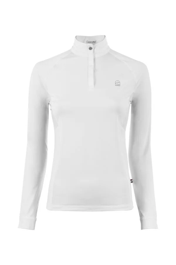 Damen Turniershirt Longsleeve CAVALUV HALFZIP white 40 - Cavallo - FashionsVida