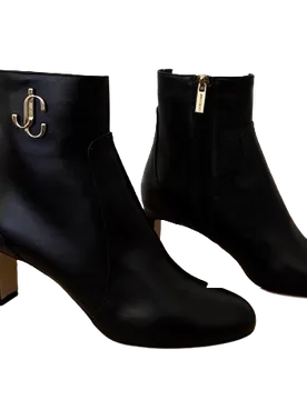 Black Leather Minori 65 JC Ankle Boots - Jimmy Choo - FashionsVida