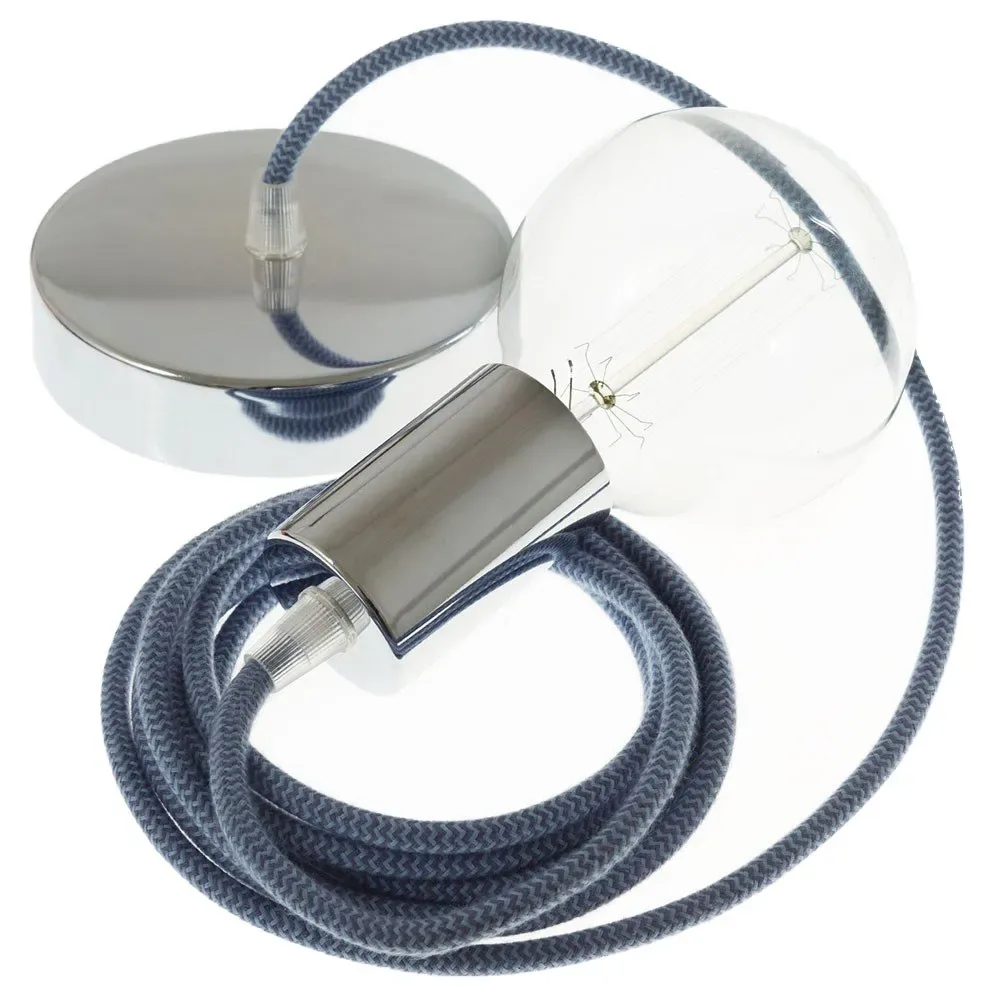 Cables Suspension Luminaire Rz25 Zigzag 2 M Stone Grey / Ocean / Chrome Plated One Size - Creative - FashionsVida