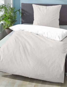 Mako-Satin Bettwäsche PUNKTE - MIX & MATCH taupe, 155x220 cm + 80x80 cm