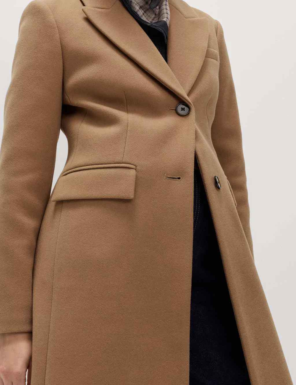 Collared Longline Tailored Coat Light Caramel female - M&S - FashionsVida