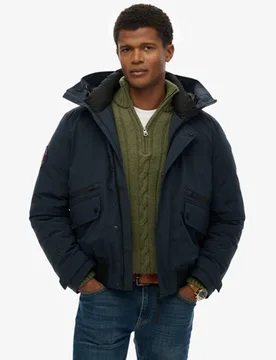 Superdry Herren Gesticktes Logo Wattierte City Bomberjacke, Marineblau - Größe: L - 179.99 - FashionsVida