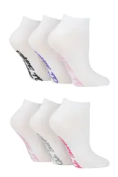 Women's 6 Pair Pique Knit Patterned Trainer Socks White Geoetric 4-8 Ladies - White - Size: Small