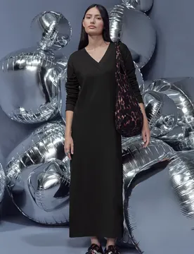 Street One V-Neck Strickkleid female Schwarz