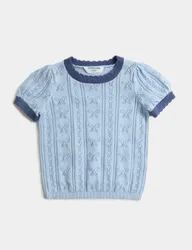 Pure Cotton Knitted Top (2-10 Yrs) Chambray female