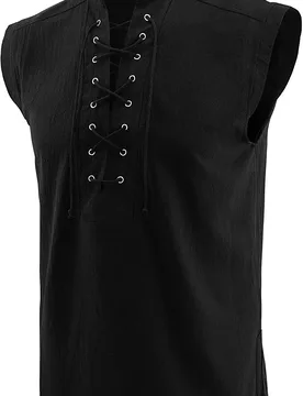Sleeveless Tank Top Men Men'S Medieval Clothing Sleeveless Tie Stand C Ollar Shirt Vest Gothic Fashion Playeras Para Hombres - Aliexpress - FashionsVida