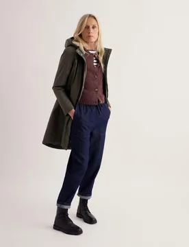 Cotton Rich Waterproof Hooded Parka Raincoat Dark Khaki female - Seasalt cornwall - FashionsVida