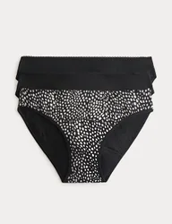 Pack Cotton Rich Period Bikini Knickers White Mix female