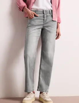 Mid Waist Straight Leg Jeans im Casual Fit female Grau