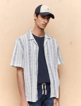 Camisa de hombre manga corta jacquard étnicos bowling - Easy Wear - FashionsVida
