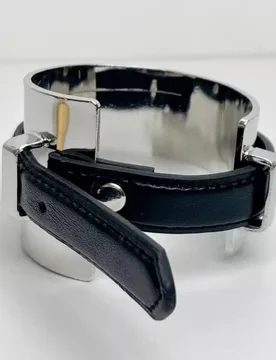 Armlet Exaggerated Metal Bangle Golden Silver Belt Buckle Leather Bracelet Irregular Accessories Women Open Bangle - Aliexpress - FashionsVida