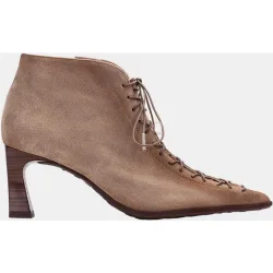 Zapatos de mujer botin de tacón, punta fina y cordones tipo corsé