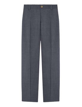 Pantaloni jogger in lana microquadri