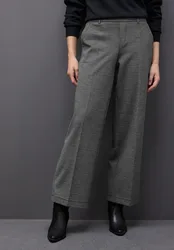 Street One Wide Leg Herringbone Hose female Schwarz